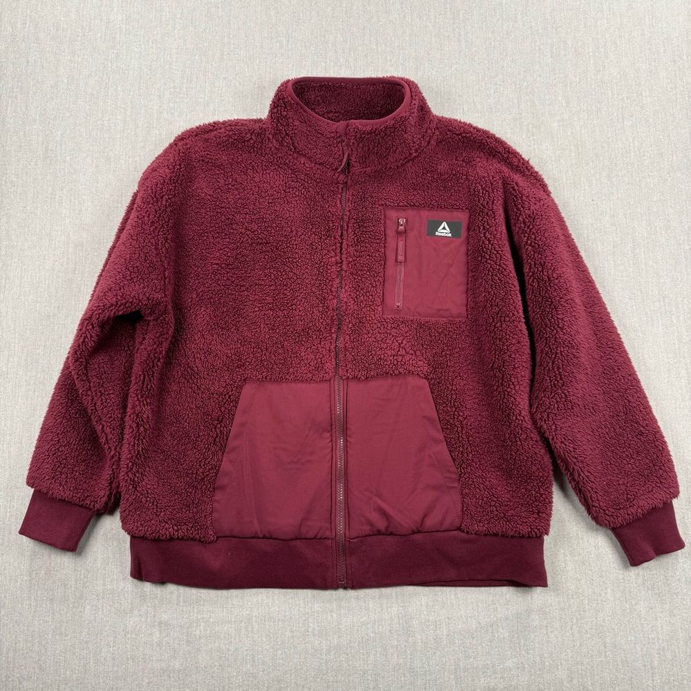 Reebok Burgundy‎ Sherpa Zip Pocket Jacket